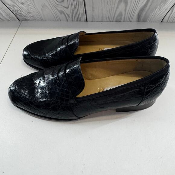 Vintage Womens Saks Fifth Avenue Folio Black Genuine Crocodile Loafer, Sz. 6.5M - Picture 5 of 6